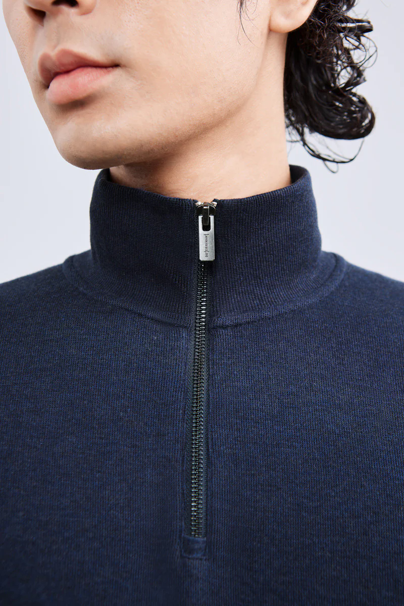 Merino-Blend Half Zip French Rib Sweater | Navy EB1244 Merino-Blend Half Zip French Rib Sweater | Navy EB1244
