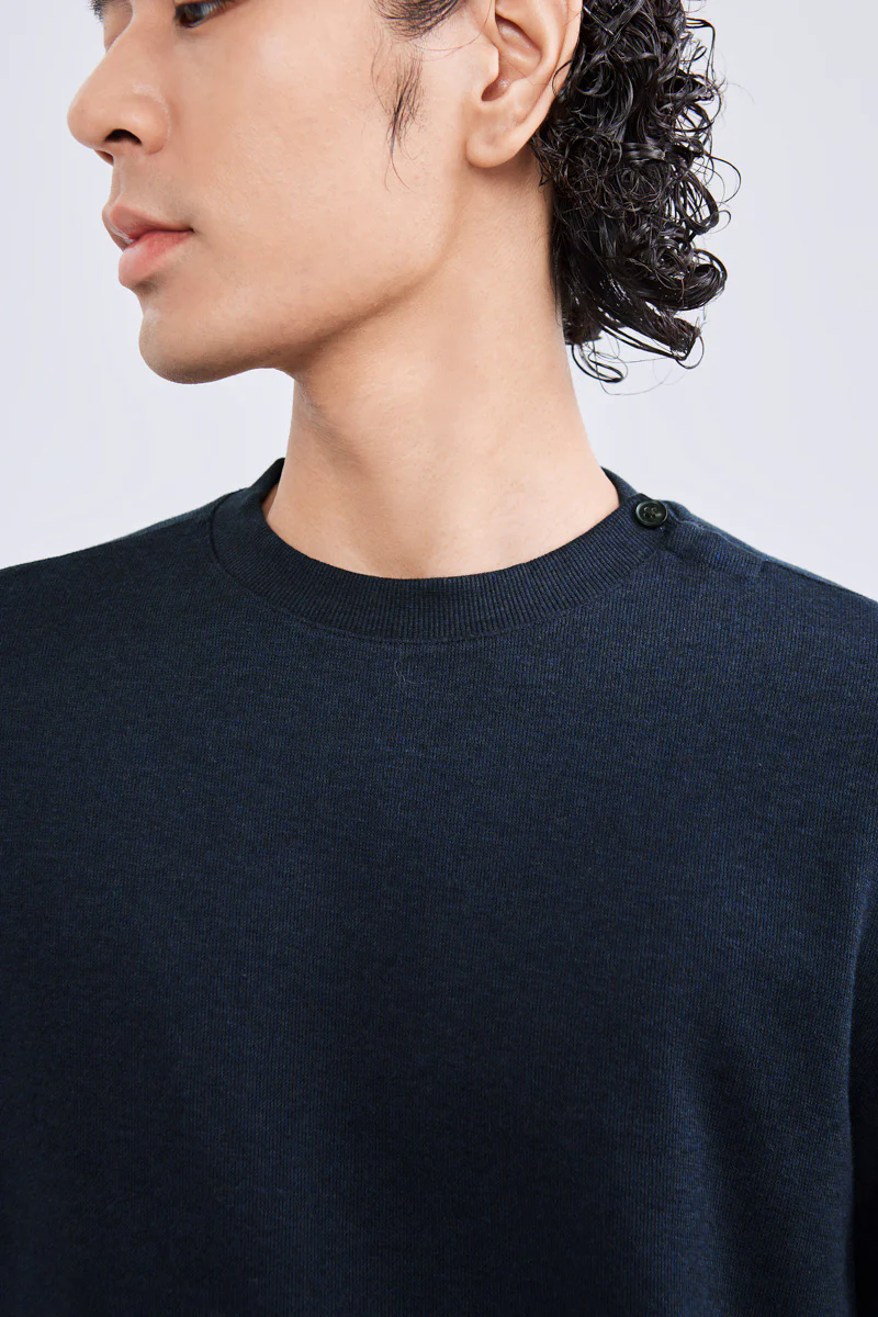 Merino-Blend French Rib Crew Neck Sweater | Navy EB1244 Merino-Blend French Rib Crew Neck Sweater | Navy EB1244