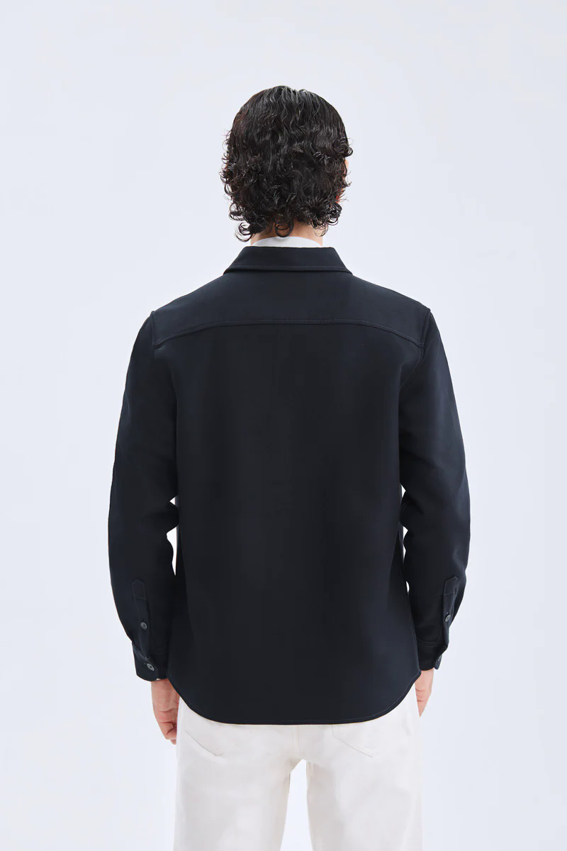 Brushed Contrast Stitch Shirt Jacket | Black BKFD01 Brushed Contrast Stitch Shirt Jacket | Black BKFD01