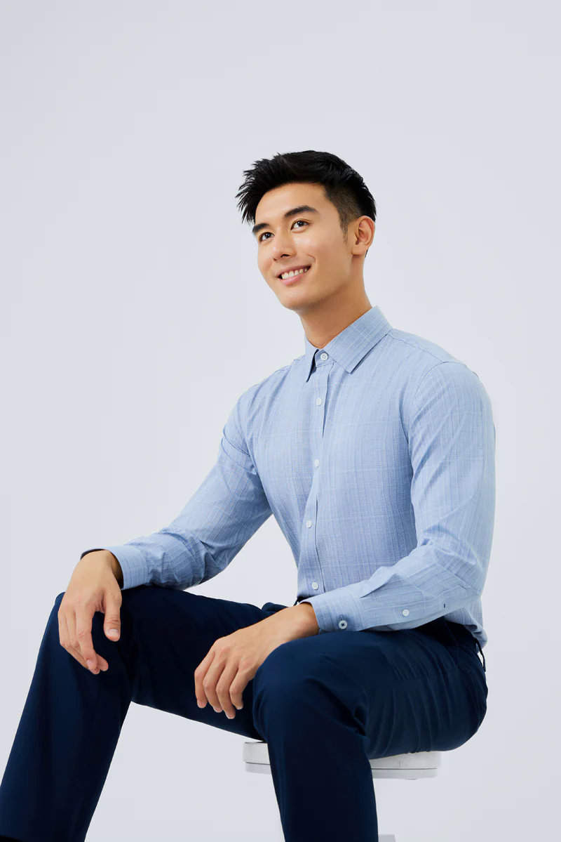 Waterless Dye Dress Shirt  | Blue 23410N