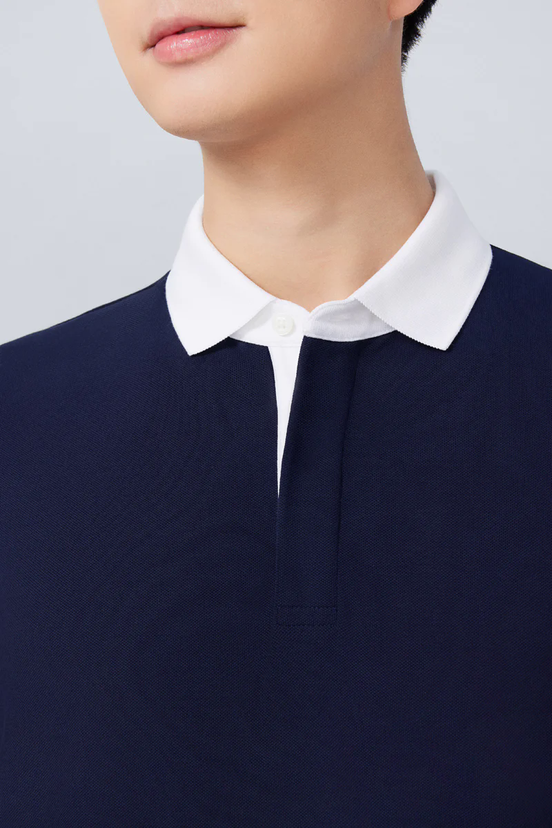 Pique Contrast Collar Polo | Navy NNY096 Pique Contrast Collar Polo | Navy NNY096