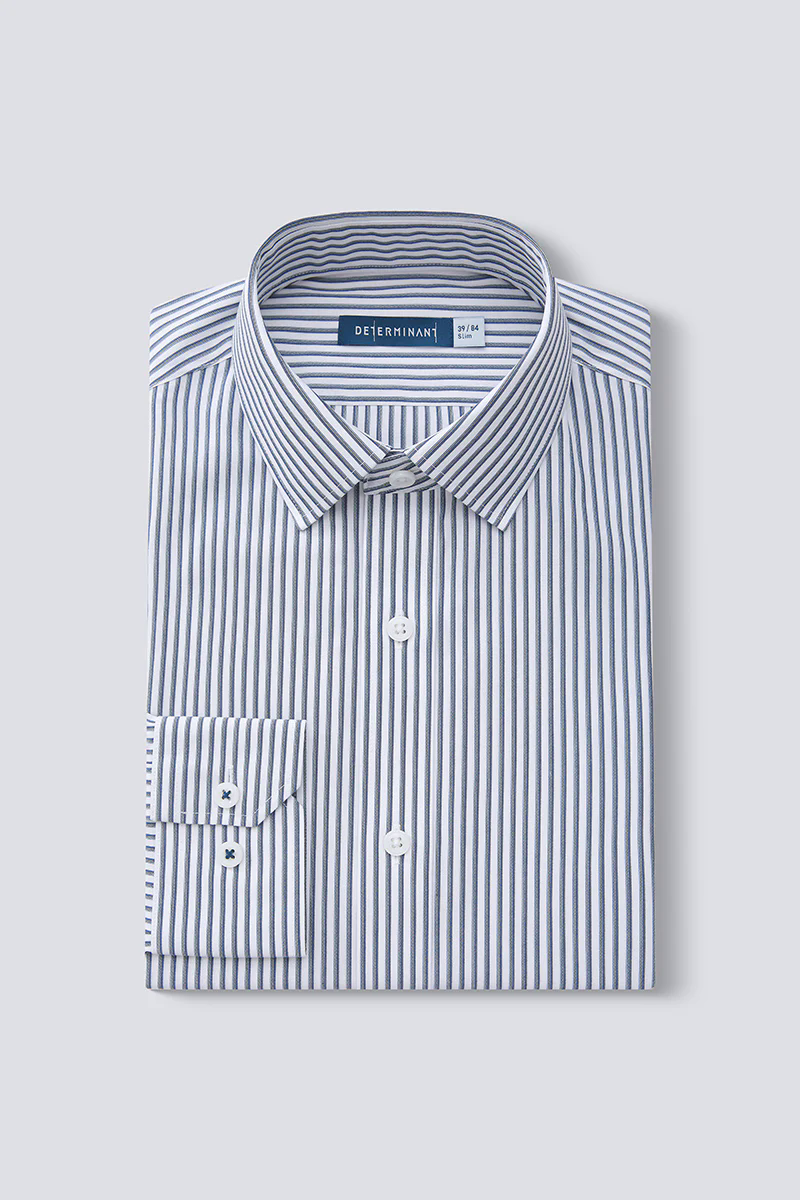 Waterless Dye Dress Shirt  | Dark Blue Stripes 22565N