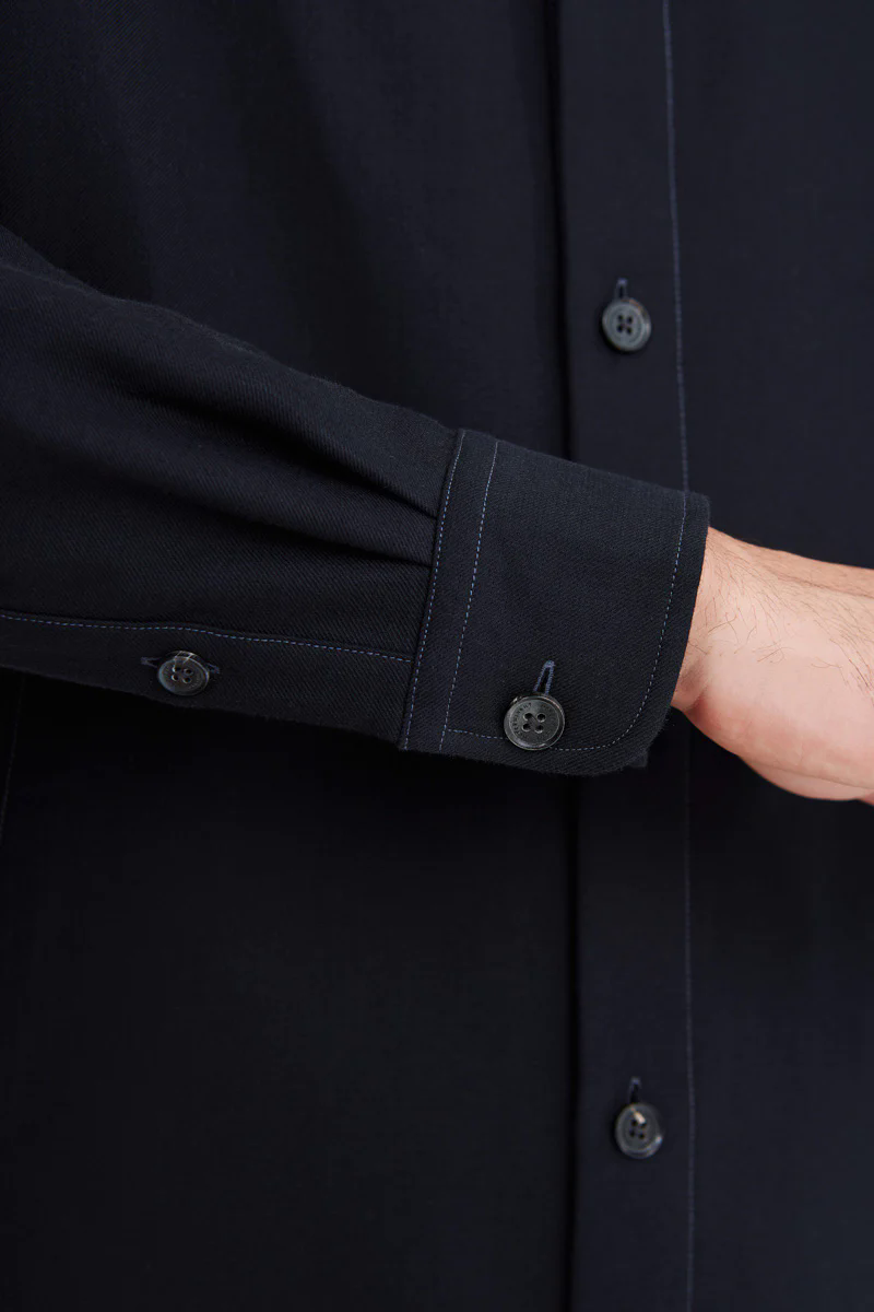 Brushed Contrast Stitch Shirt Jacket | Black BKFD01 Brushed Contrast Stitch Shirt Jacket | Black BKFD01