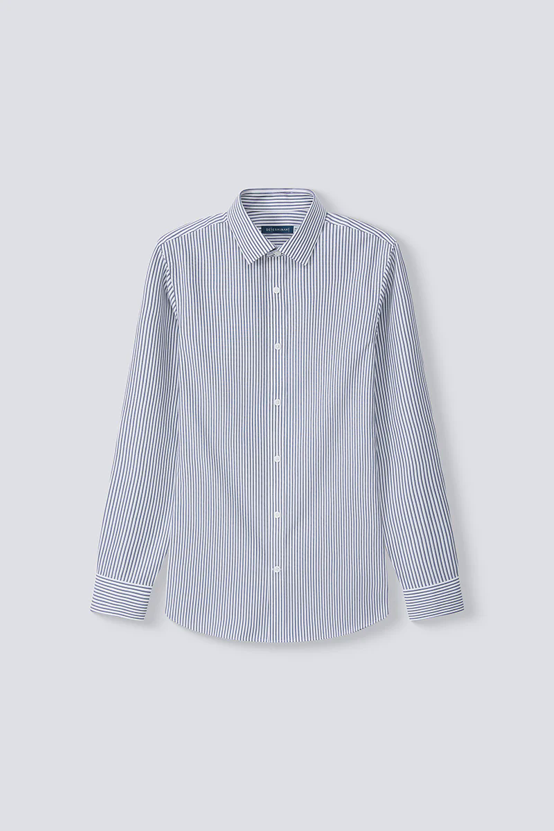 Waterless Dye Dress Shirt  | Dark Blue Stripes 22565N