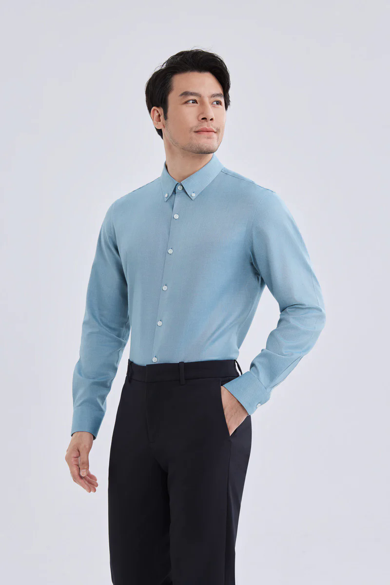 Waterless Dye Button-Down Smart Shirt | Indigo Blue 25239N Waterless Dye Button-Down Smart Shirt | Indigo Blue 25239N