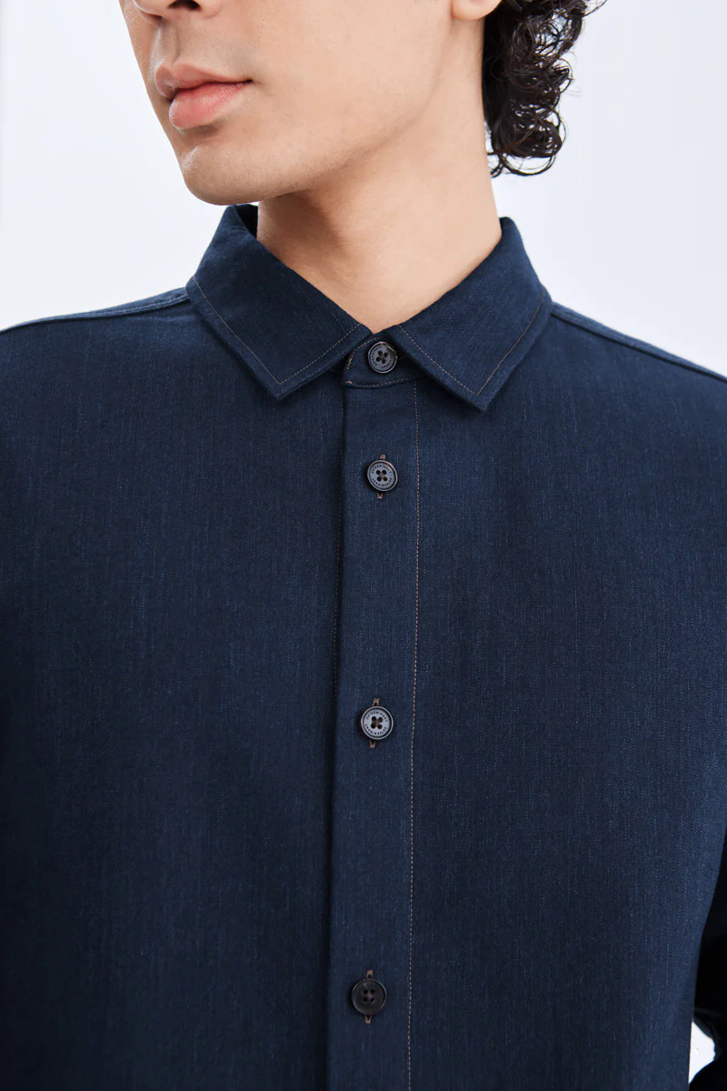 Brushed Contrast Stitch Shirt Jacket | Navy 30193N Brushed Contrast Stitch Shirt Jacket | Navy 30193N
