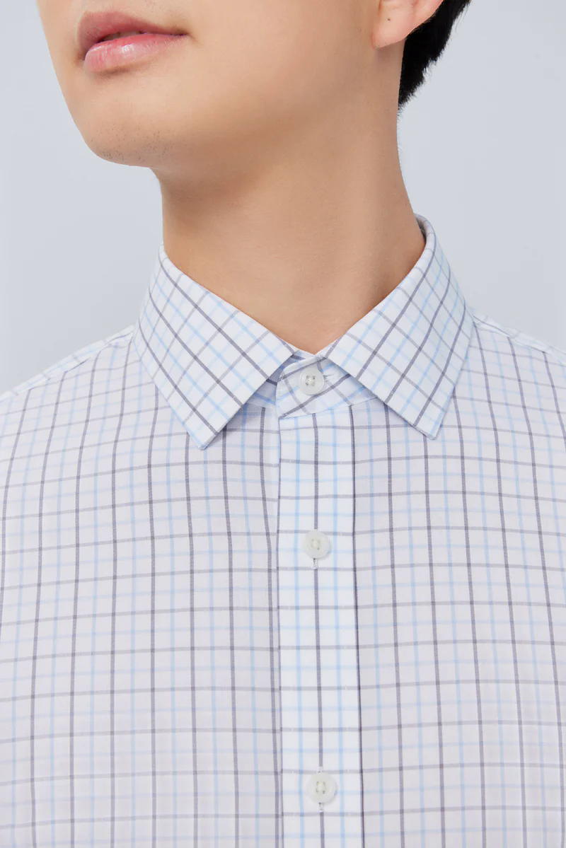 Wrinkle-Free Poplin Dress Shirt | White Multi-Check 25676N