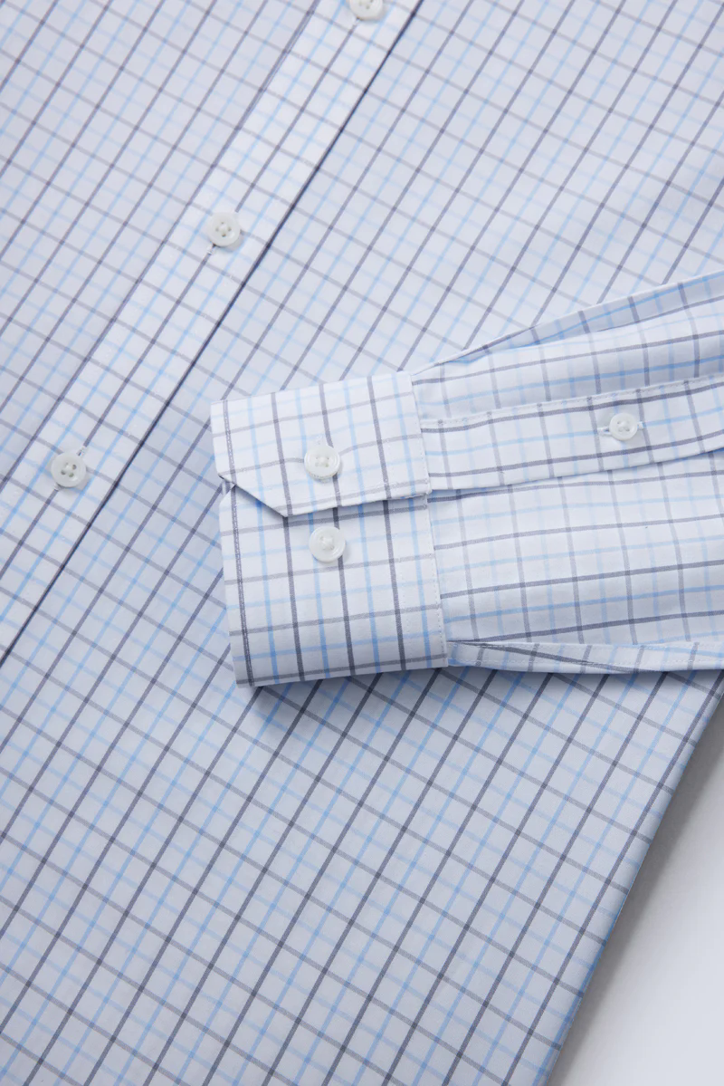 Wrinkle-Free Poplin Dress Shirt | White Multi-Check 25676N