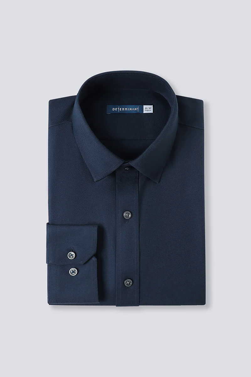 Wrinkle-Free Dobby Twill Dress Shirt  | Navy Semi Plain 27587N