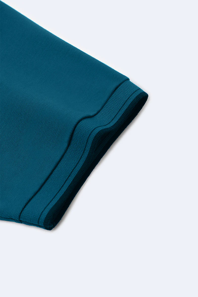 Pique Tipped Polo | Teal TQE060
