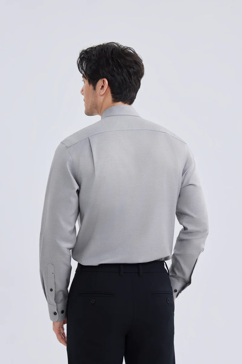 Waterless Dye Button-Down Smart Shirt | Grey 25238N