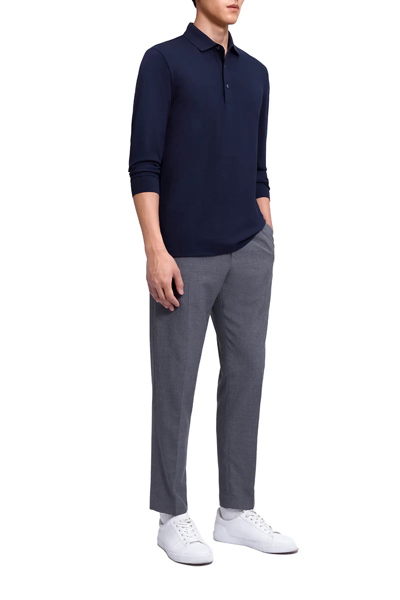 Pique Long Sleeve Polo | Navy NNY096 Pique Long Sleeve Polo | Navy NNY096