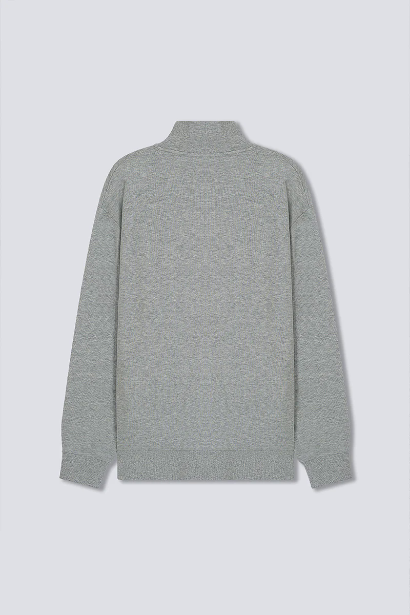 Merino-Blend Half Zip French Rib Sweater | Grey EBC054 Merino-Blend Half Zip French Rib Sweater | Grey EBC054