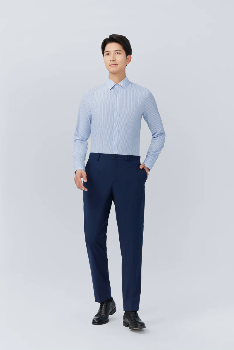 Wrinkle-Free Poplin Dress Shirt | Light Blue Stripes 25670N Wrinkle-Free Poplin Dress Shirt | Light Blue Stripes 25670N