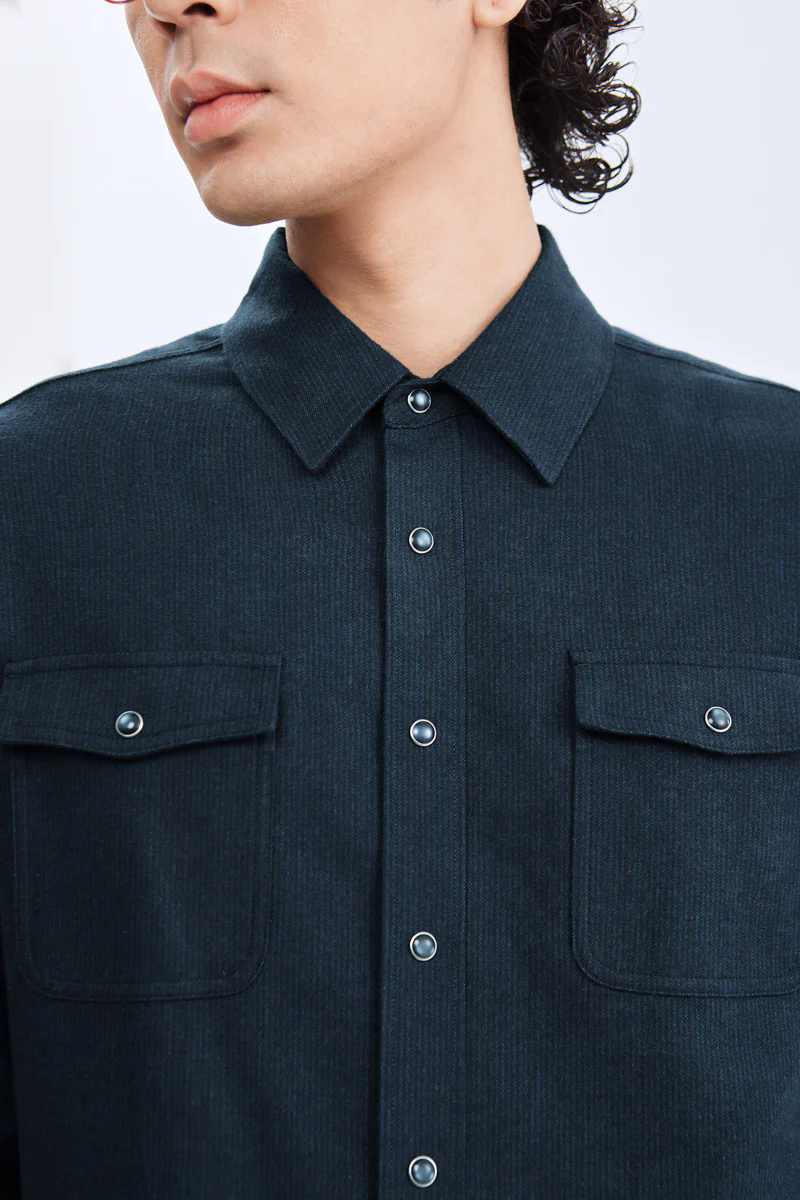 HeatGuard Casual Shirt Jacket | Navy Semi Plain 6099NZ HeatGuard Casual Shirt Jacket | Navy Semi Plain 6099NZ