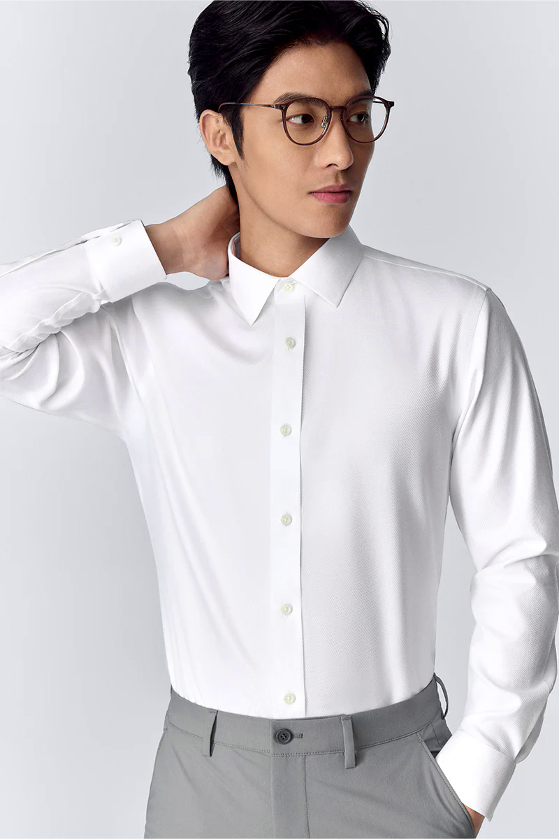 Wrinkle-Free Classic Twill Dress Shirt | White WH001Z