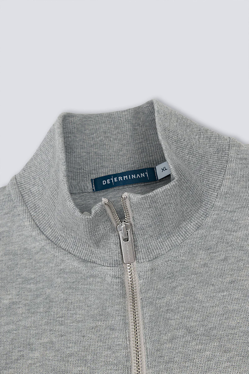 Merino-Blend Half Zip French Rib Sweater | Grey EBC054 Merino-Blend Half Zip French Rib Sweater | Grey EBC054