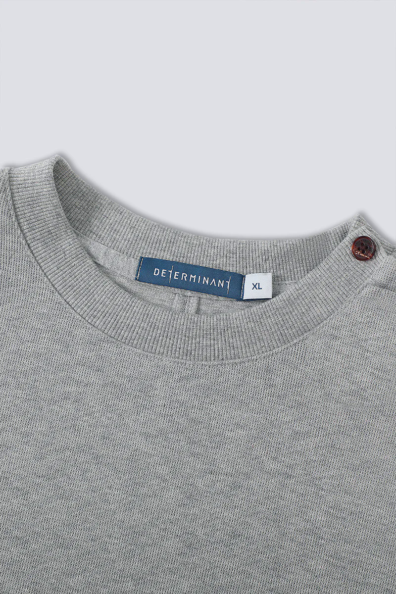 Merino-Blend French Rib Crew Neck Sweater | Grey EBC054 Merino-Blend French Rib Crew Neck Sweater | Grey EBC054