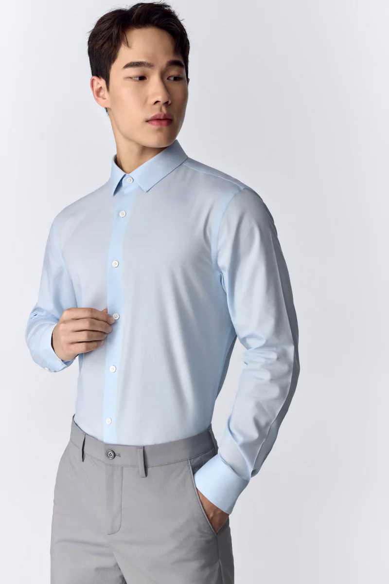 CottonSTRETCH Twill Dress Shirt | Blue 13140N