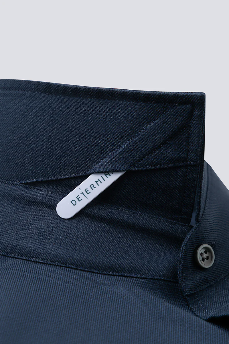 Wrinkle-Free Dobby Twill Dress Shirt  | Navy Semi Plain 27587N