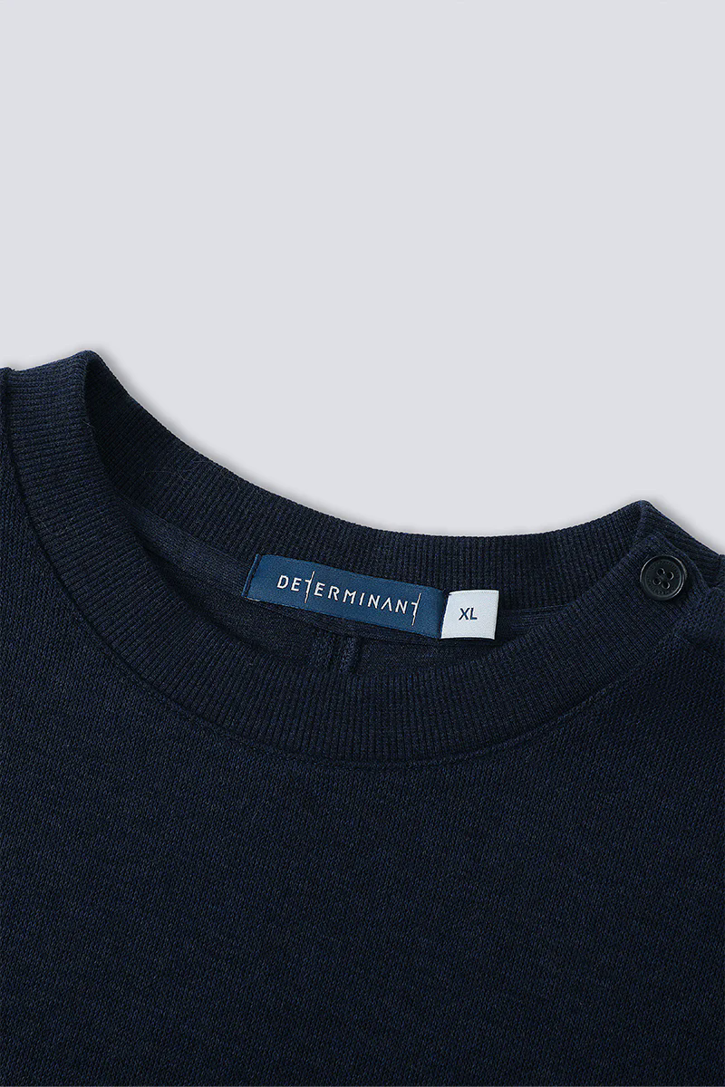 Merino-Blend French Rib Crew Neck Sweater | Navy EB1244 Merino-Blend French Rib Crew Neck Sweater | Navy EB1244