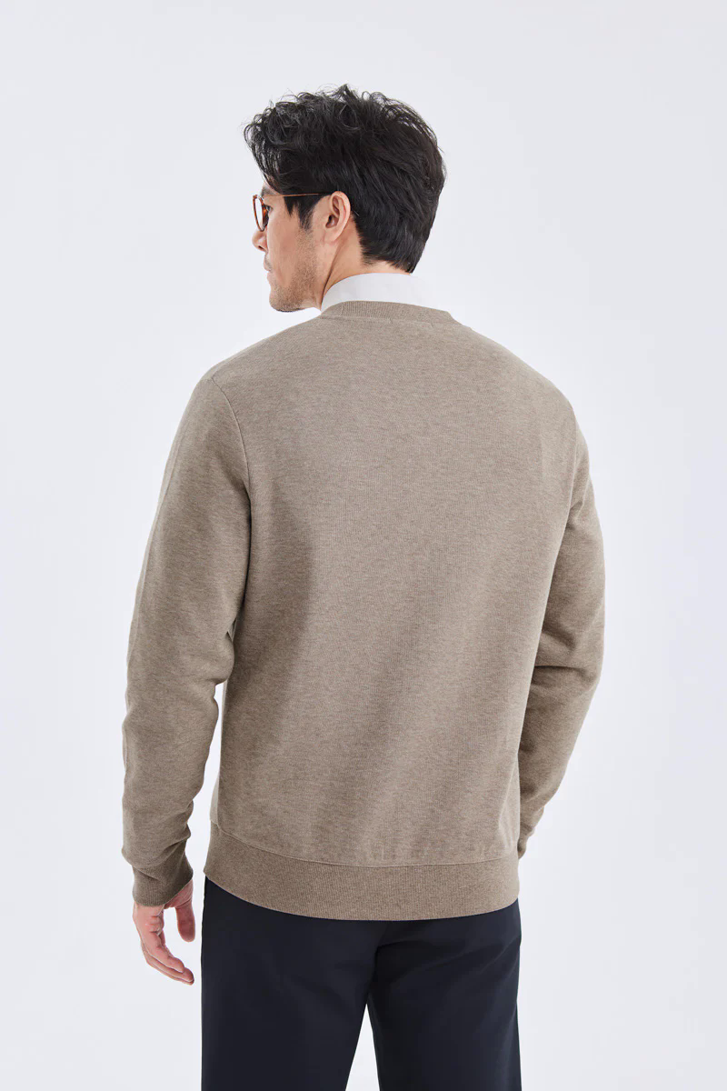 Merino-Blend French Rib Cardigan | Khaki E7W025 Merino-Blend French Rib Cardigan | Khaki E7W025