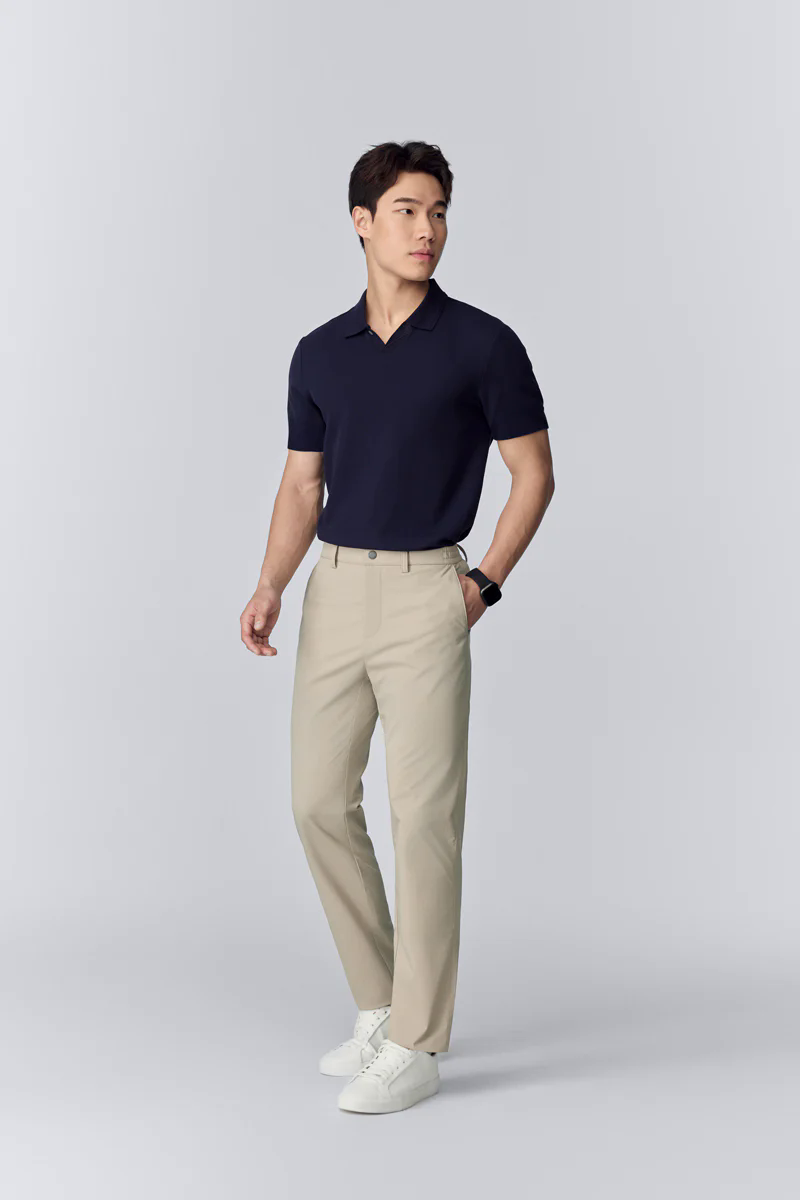 Waffle-Knit Polo | Navy NNY096