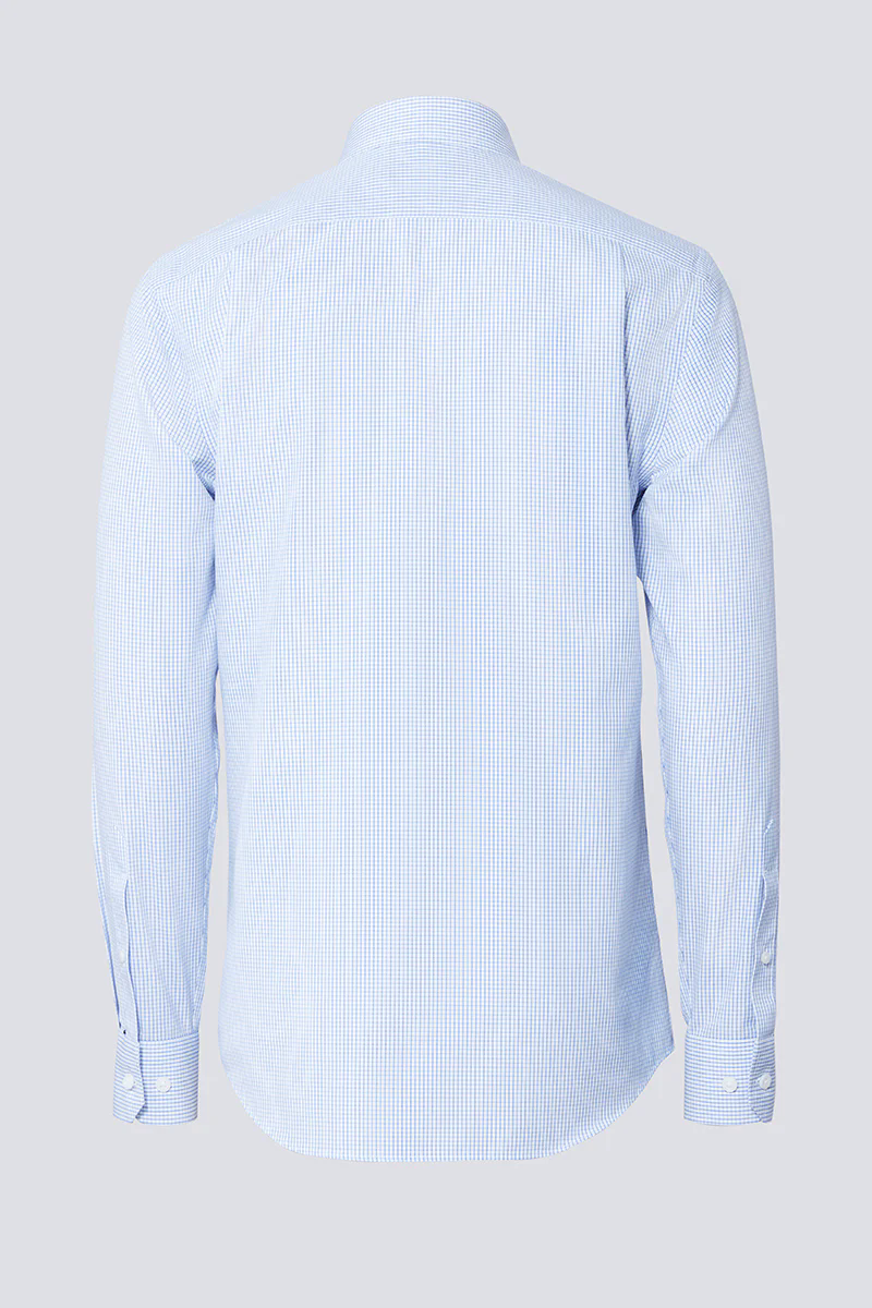 Wrinkle-Free Poplin Dress Shirt | Blue Check 15104N