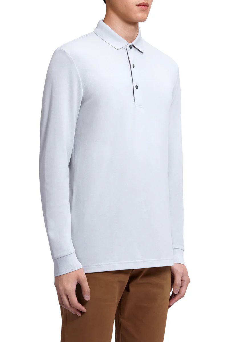 Pique Long Sleeve Polo | Light Grey GYE008 Pique Long Sleeve Polo | Light Grey GYE008