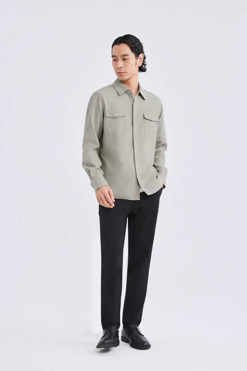 HeatGuard Casual Shirt Jacket | Khaki Semi Plain 6100NZ