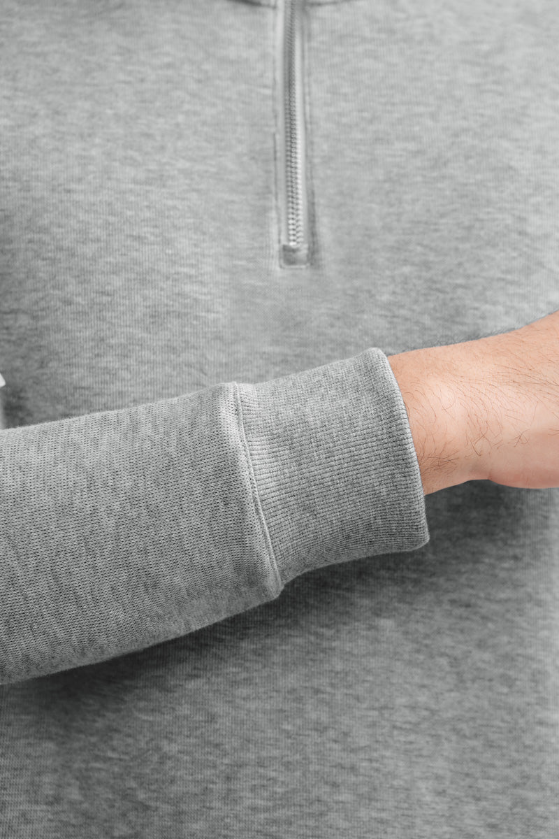 Merino-Blend Half Zip French Rib Sweater | Grey EBC054 Merino-Blend Half Zip French Rib Sweater | Grey EBC054