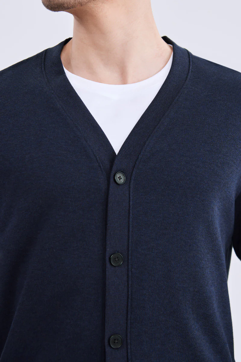 Merino-Blend French Rib Cardigan | Navy EB1244 Merino-Blend French Rib Cardigan | Navy EB1244