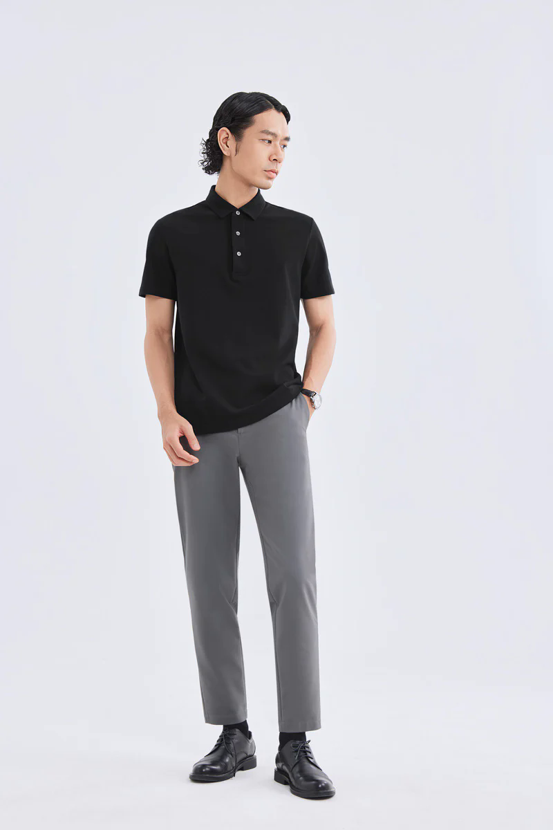 Waterless Dye Pique Polo | Black BKYD01